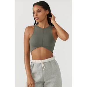 Joah Brown Olive Green Cropped Tank Top